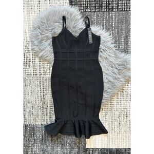 Women's Black‎ Mermaid Spaghetti Strap VNeck Bodycon Stretch Dress Size XL